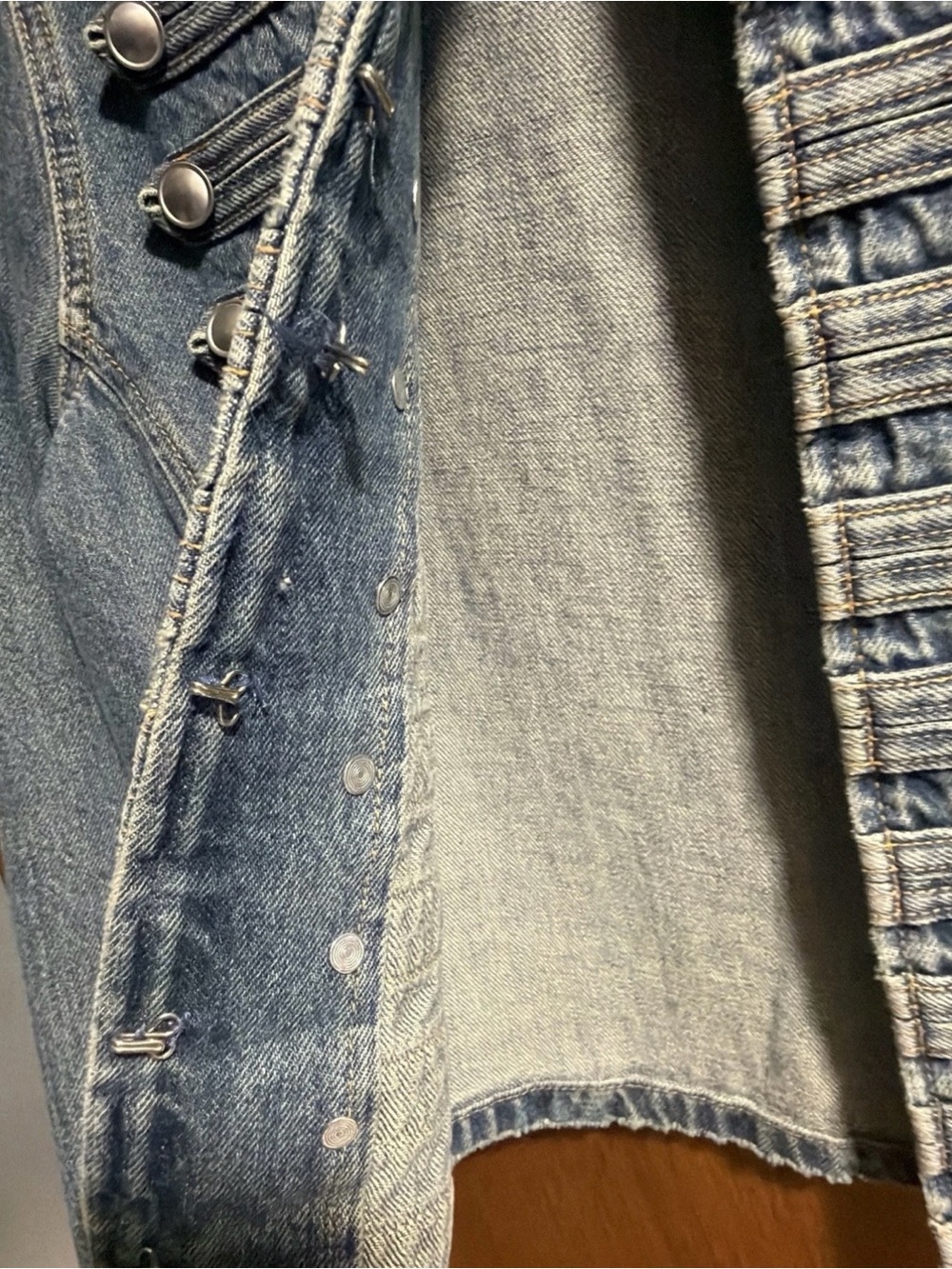 Zara Light Blue Military-Inspired Denim Jacket size XL - Picture 3 of 6
